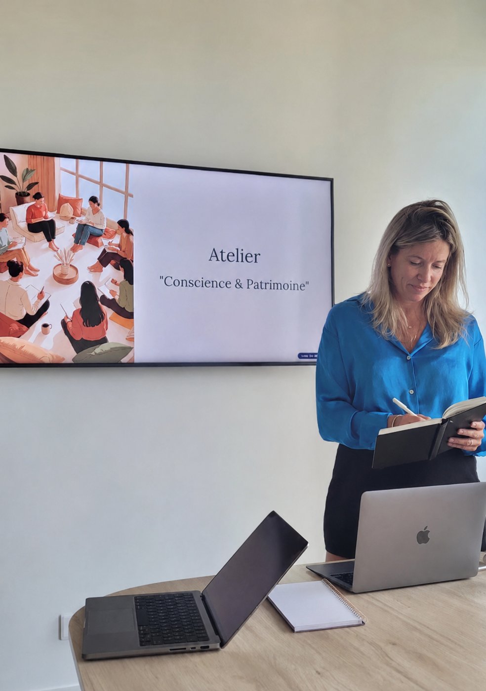 Estelle Abid animant l'atelier « Conscience & Patrimoine »